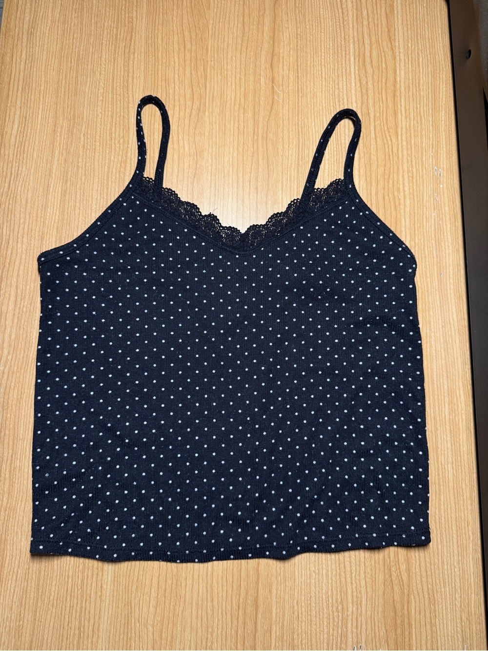 Colsie Lace-Trim Cami  Top Polka Dot Black/White Woman’s Small